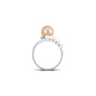 Elegant Pearl Bridal Ring Set of 2 with Diamond South Sea Pearl-AAAA Quality - Arisha Jewels