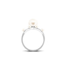 Freshwater Pearl Bridal Ring Set with Diamond Freshwater Pearl-AAA Quality - Arisha Jewels